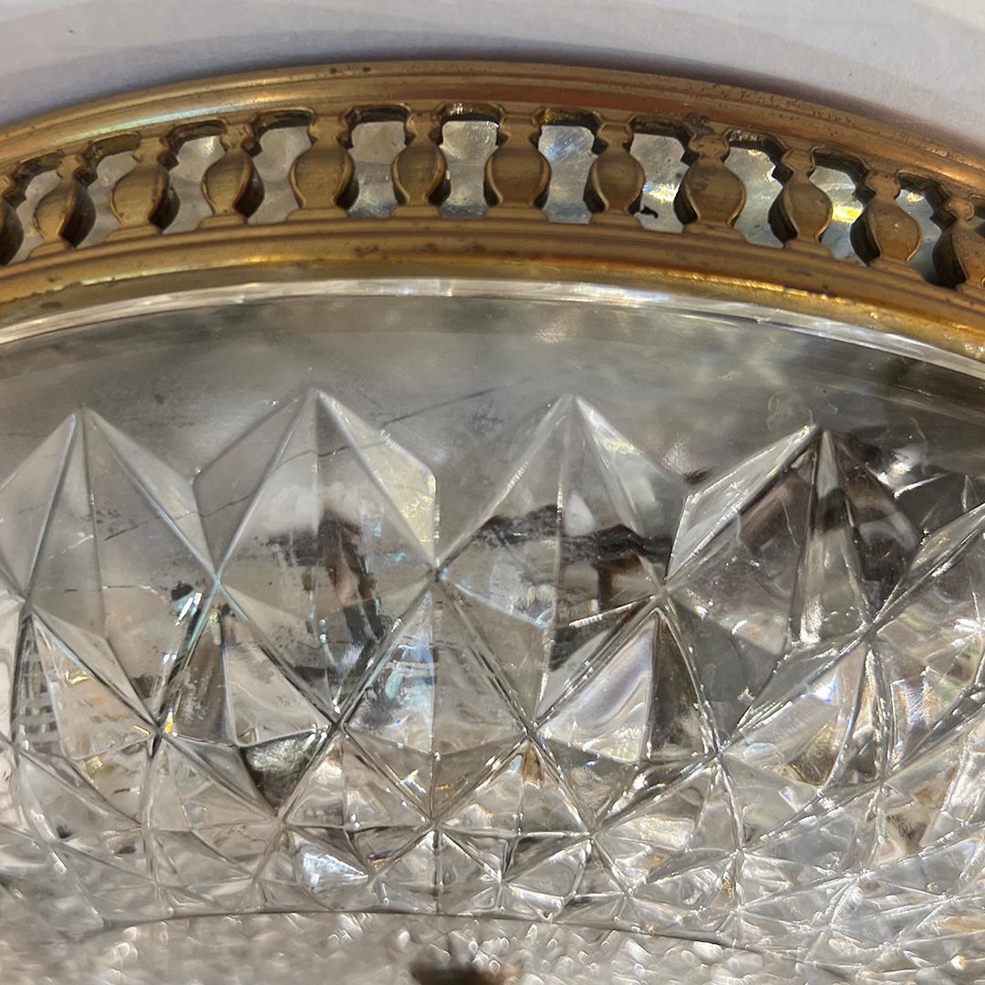 Antique French Crystal Flush Mount In Good Condition For Sale In New York, NY