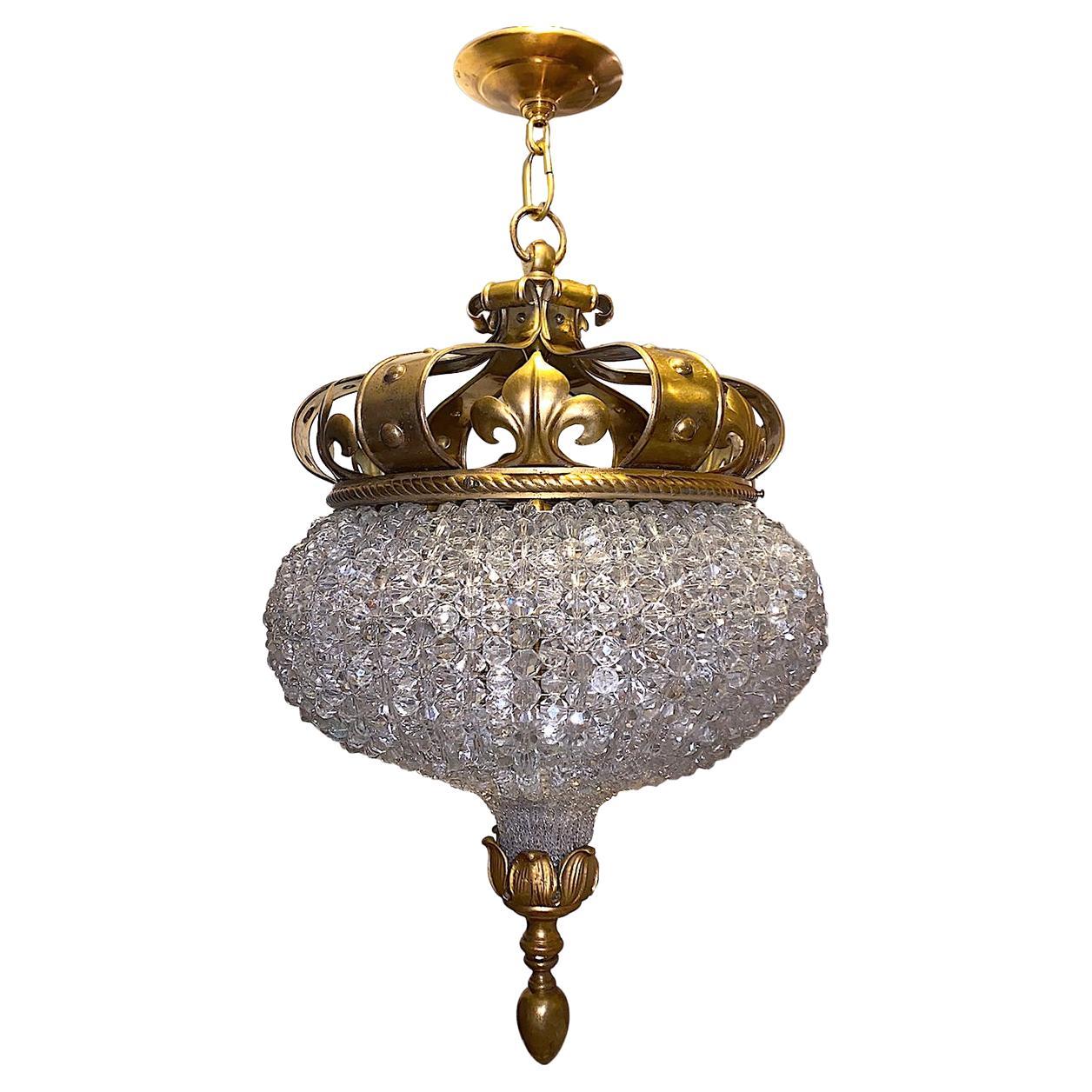 Antique French Crystal Lantern For Sale