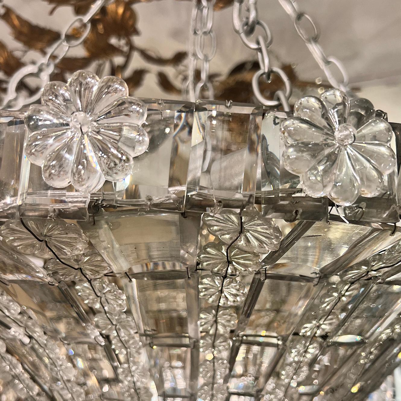 Antique French Crystal Light Fixture In Good Condition For Sale In New York, NY