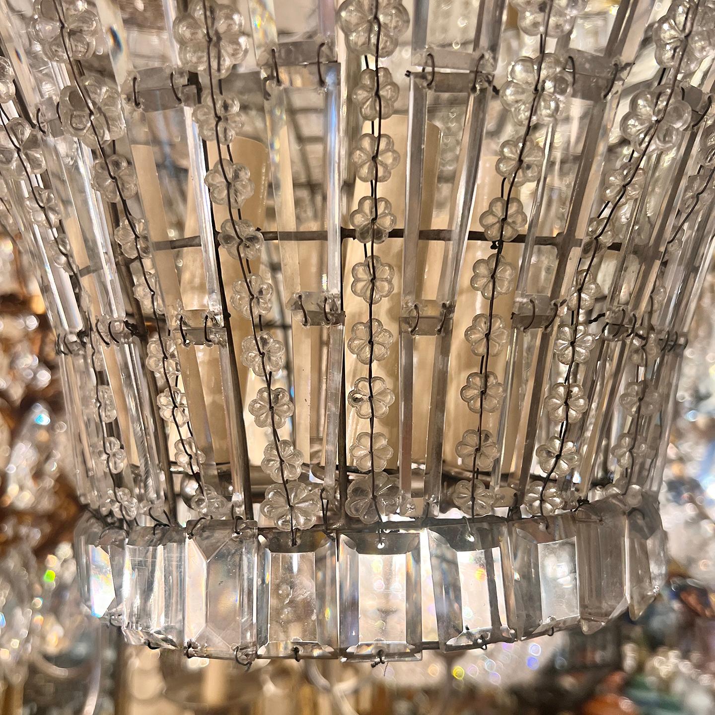 Antique French Crystal Light Fixture For Sale 2