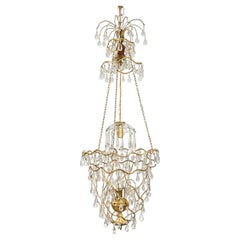 Antique French Crystal Light Fixture