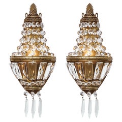 Antique French Crystal Sconces