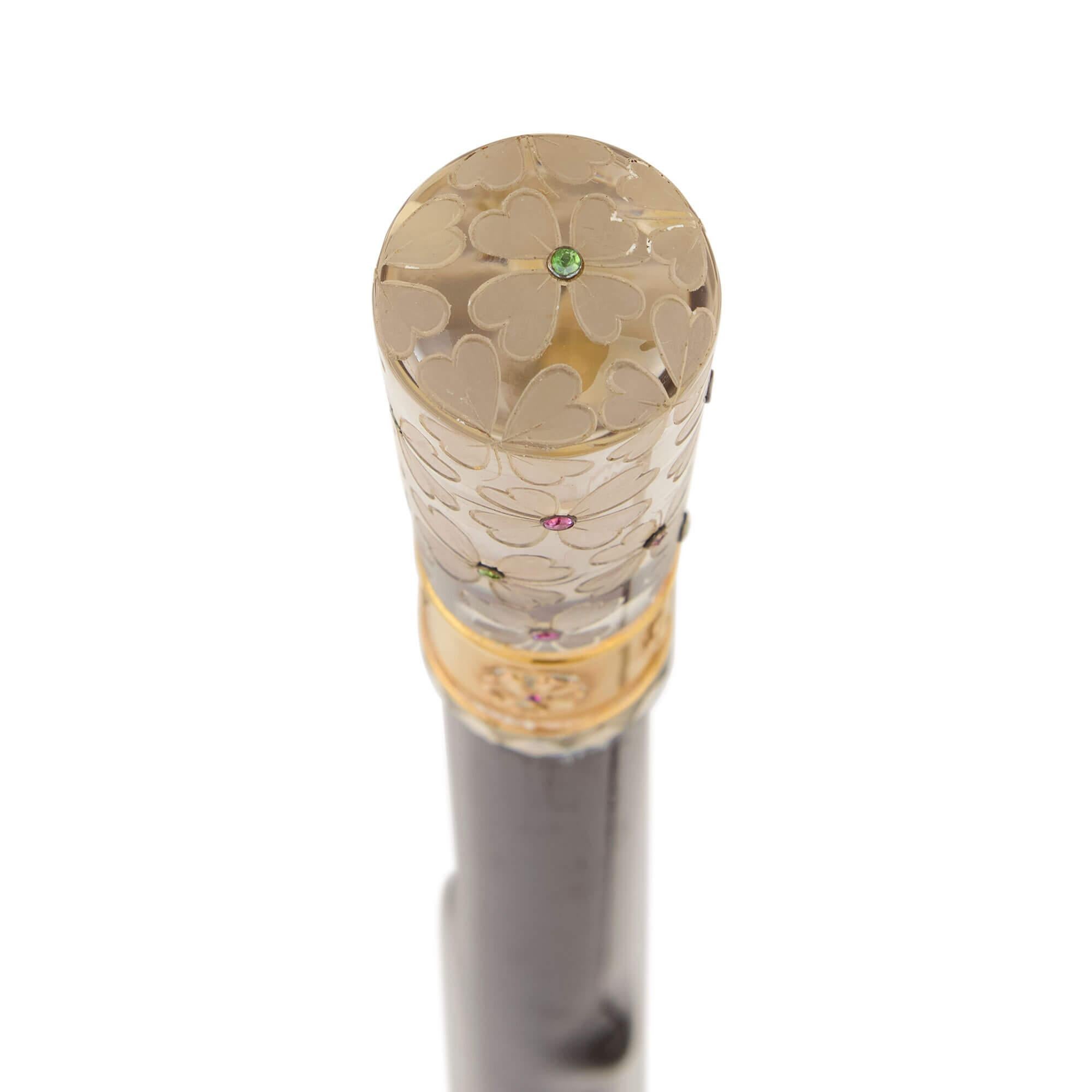 Belle Époque Antique French Crystal, Vermeil and Gemstone Cane For Sale