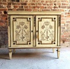 Antique French Cupboard Cabinet Rococo Style Cream Distressed Painted Gilded