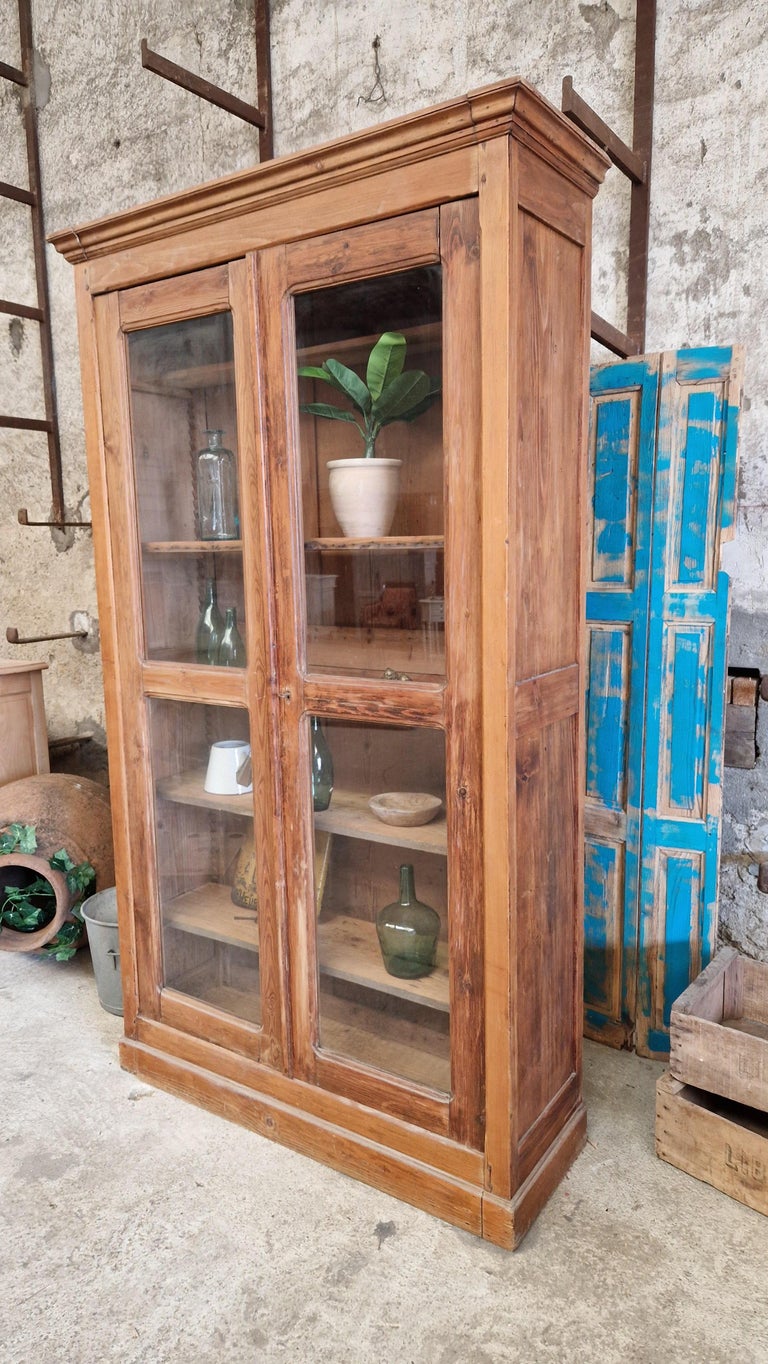 Antique French Cupboard Old Apothecary Style Bookcase Linen