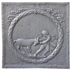 Antique French 'Cupid and Goat' Fireback