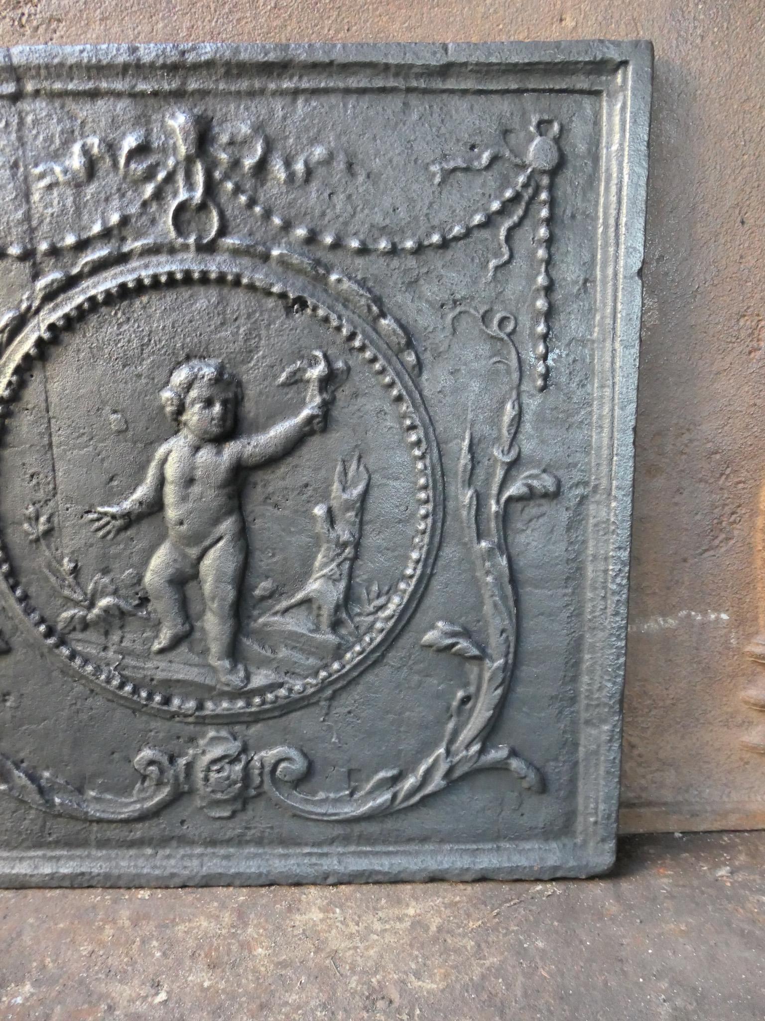 Antique French 'Cupid' Fireback / Backsplash, 18th - 19th C. For Sale 4