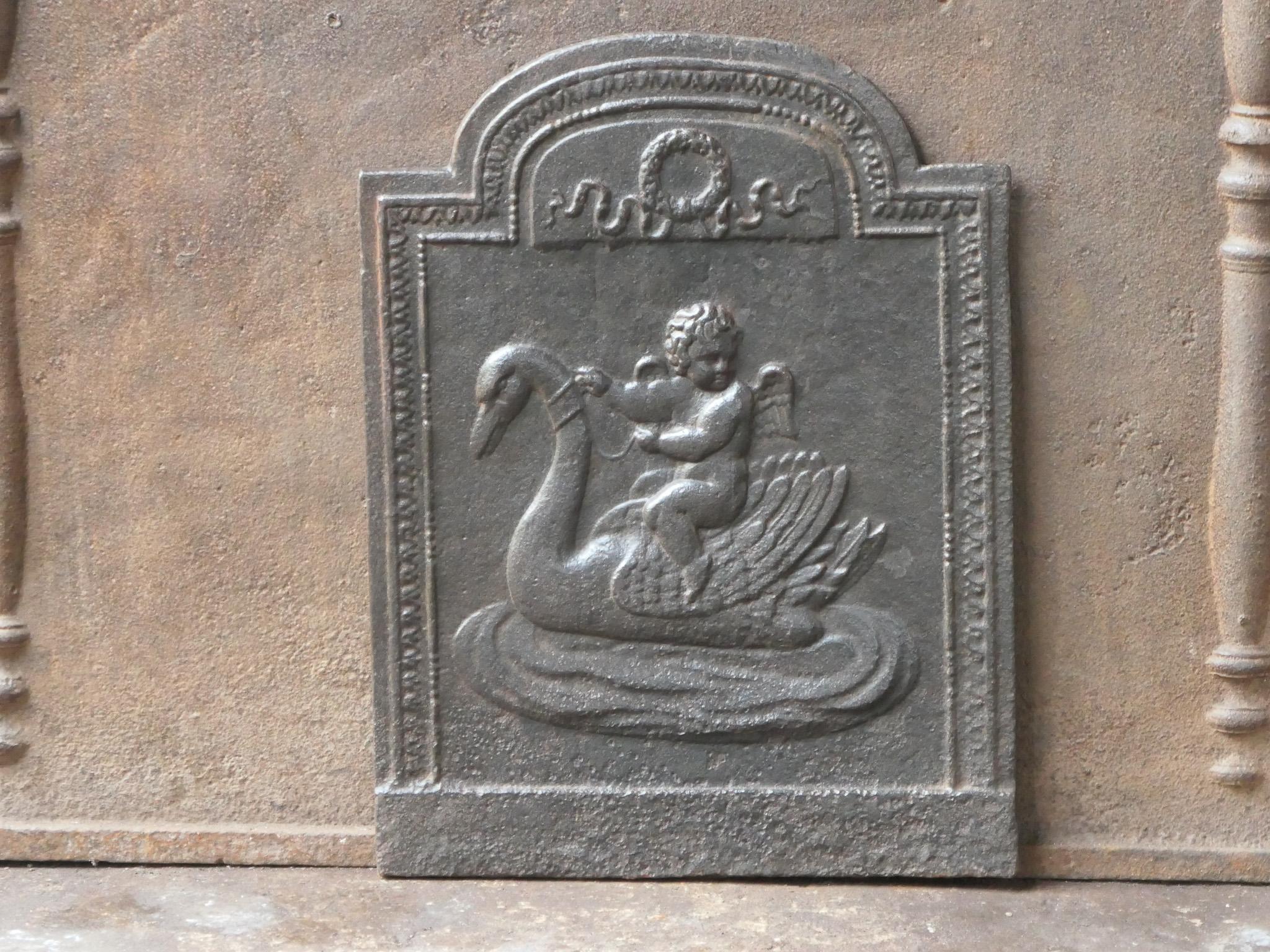 Antique French 'Cupid' Fireback / Backsplash, 18th - 19th C. In Good Condition For Sale In Amerongen, NL