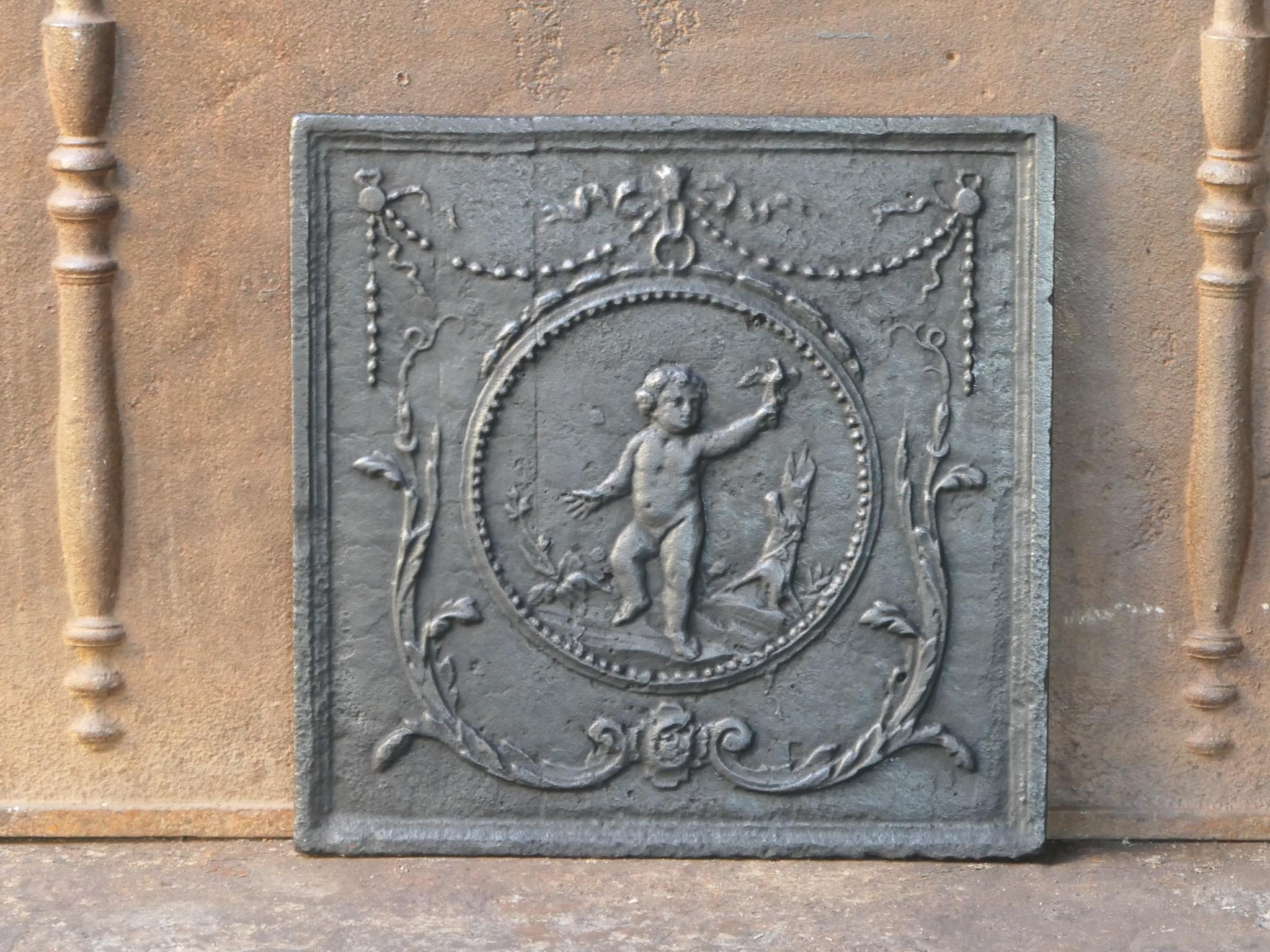 Antique French 'Cupid' Fireback / Backsplash, 18th - 19th C. In Good Condition For Sale In Soest, NL