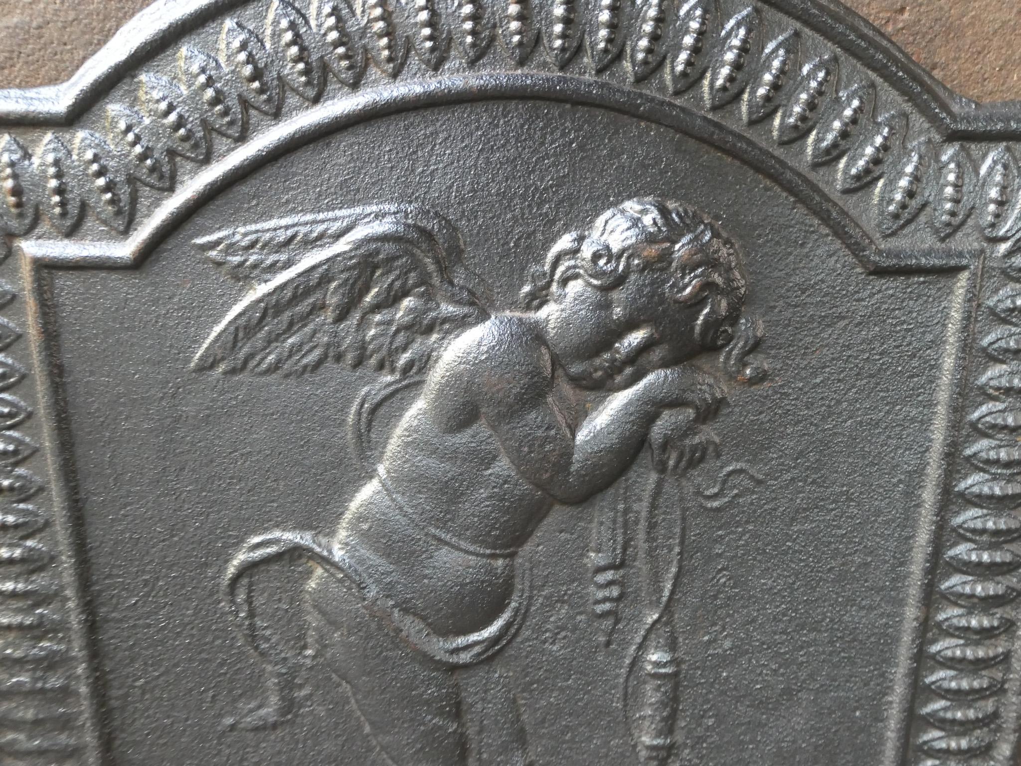 XIXe siècle Plaque de cheminée / crédence française ancienne Cupid, 18e - 19e siècle en vente