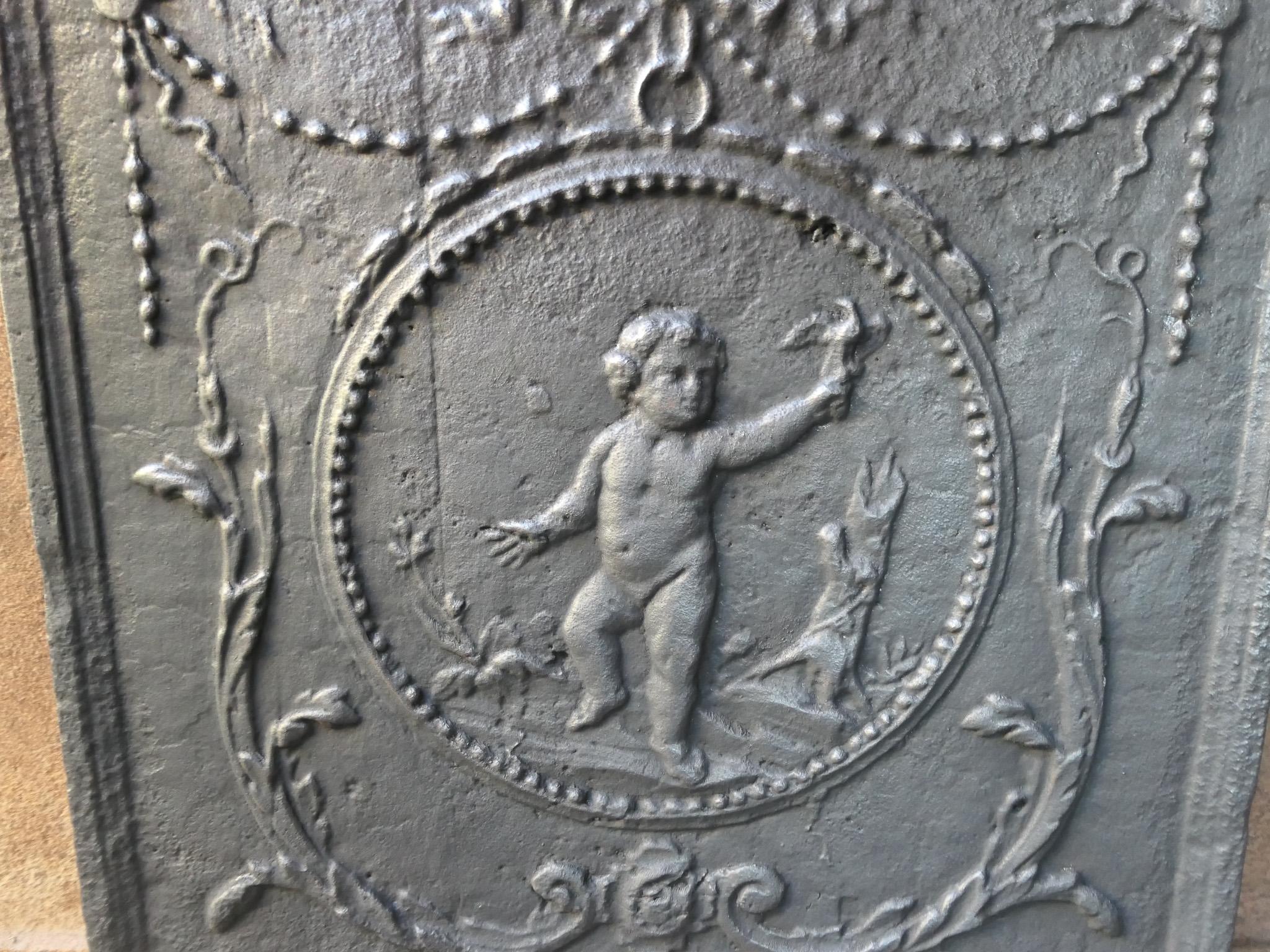 Antique French 'Cupid' Fireback / Backsplash, 18th - 19th C. For Sale 2