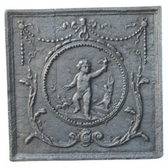Plaque de cheminée / crédence française ancienne Cupid, 18e - 19e siècle