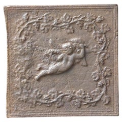Antique French 'Cupid' Fireback / Backsplash, 19th Century