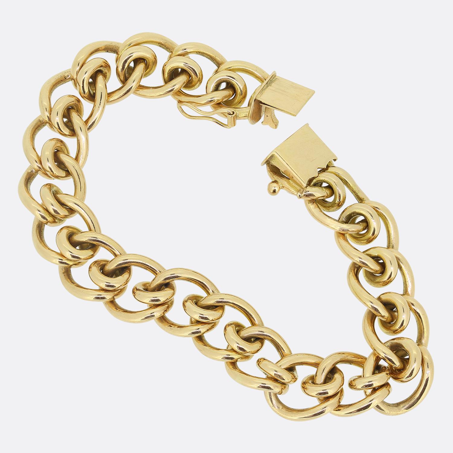 Women's or Men's Antique French Curb Chain Bracelet For Sale
