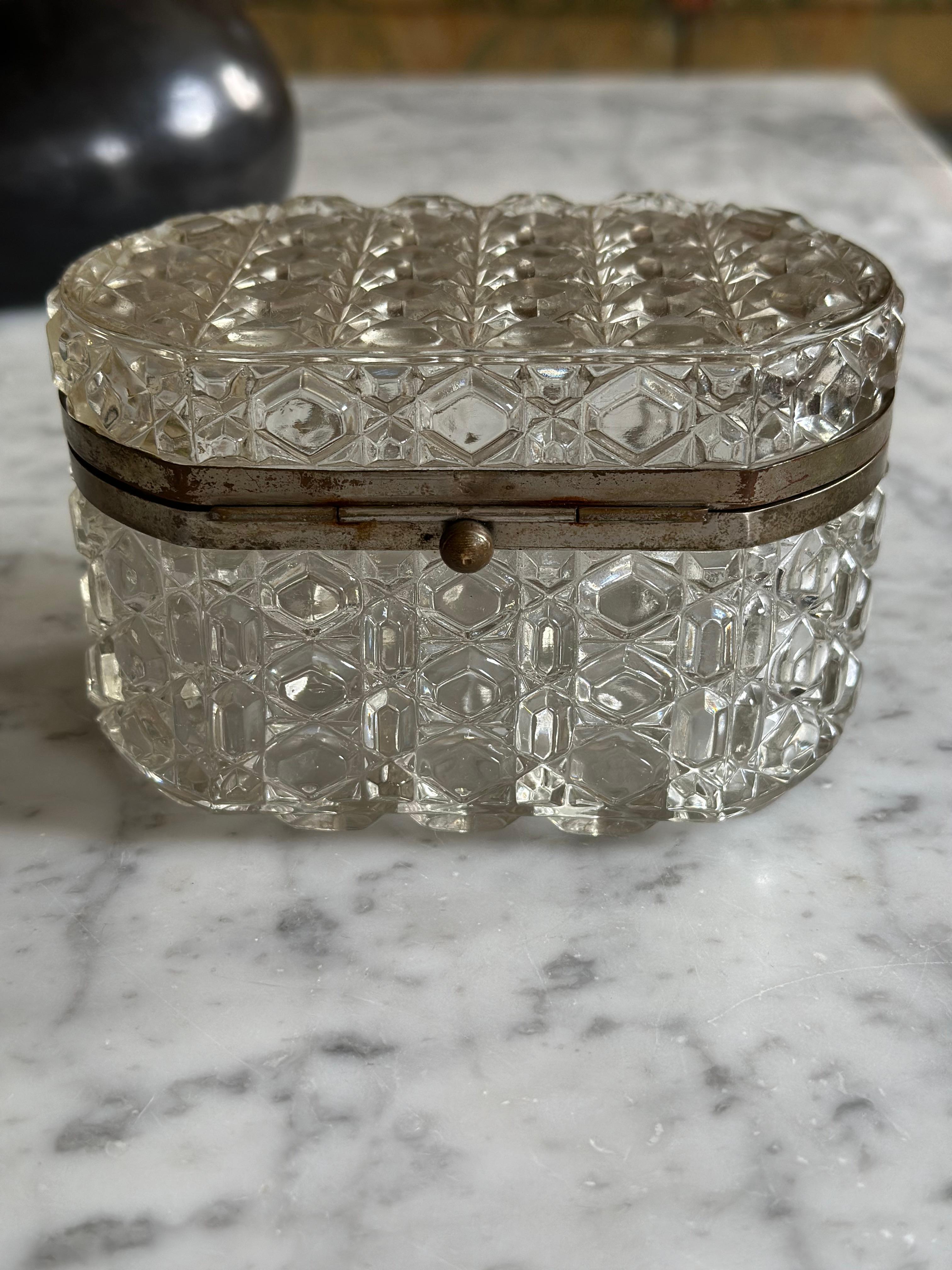Early 20th Century French pressed Glass  Jewelry Box, Vanity Box, or Candy Dish
