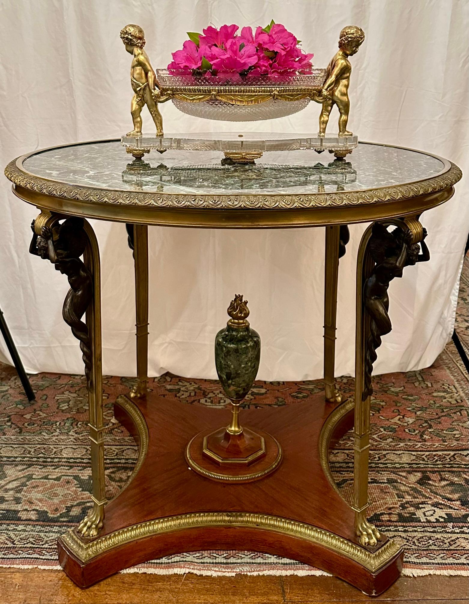 Antique French Cut Crystal and Bronze D'Oré 