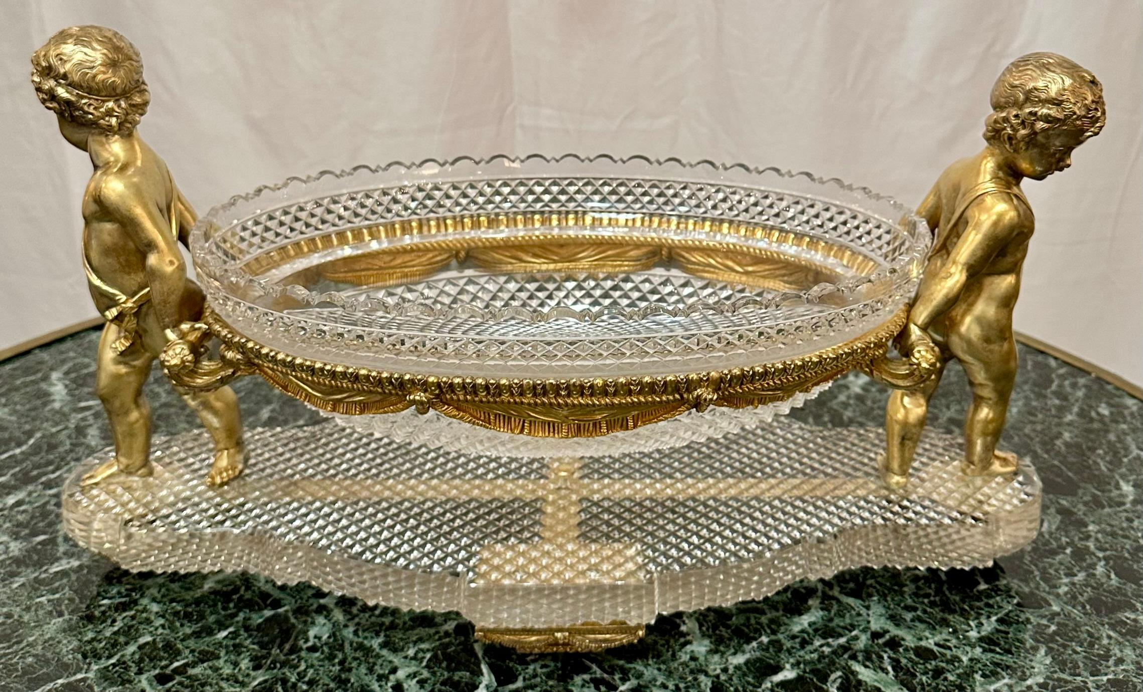 Antique French Cut Crystal and Bronze D'Oré 
