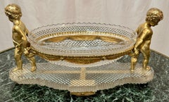 Antique French Cut Crystal and Bronze D'Oré "Corbeille" Centerpiece, Circa 1885.