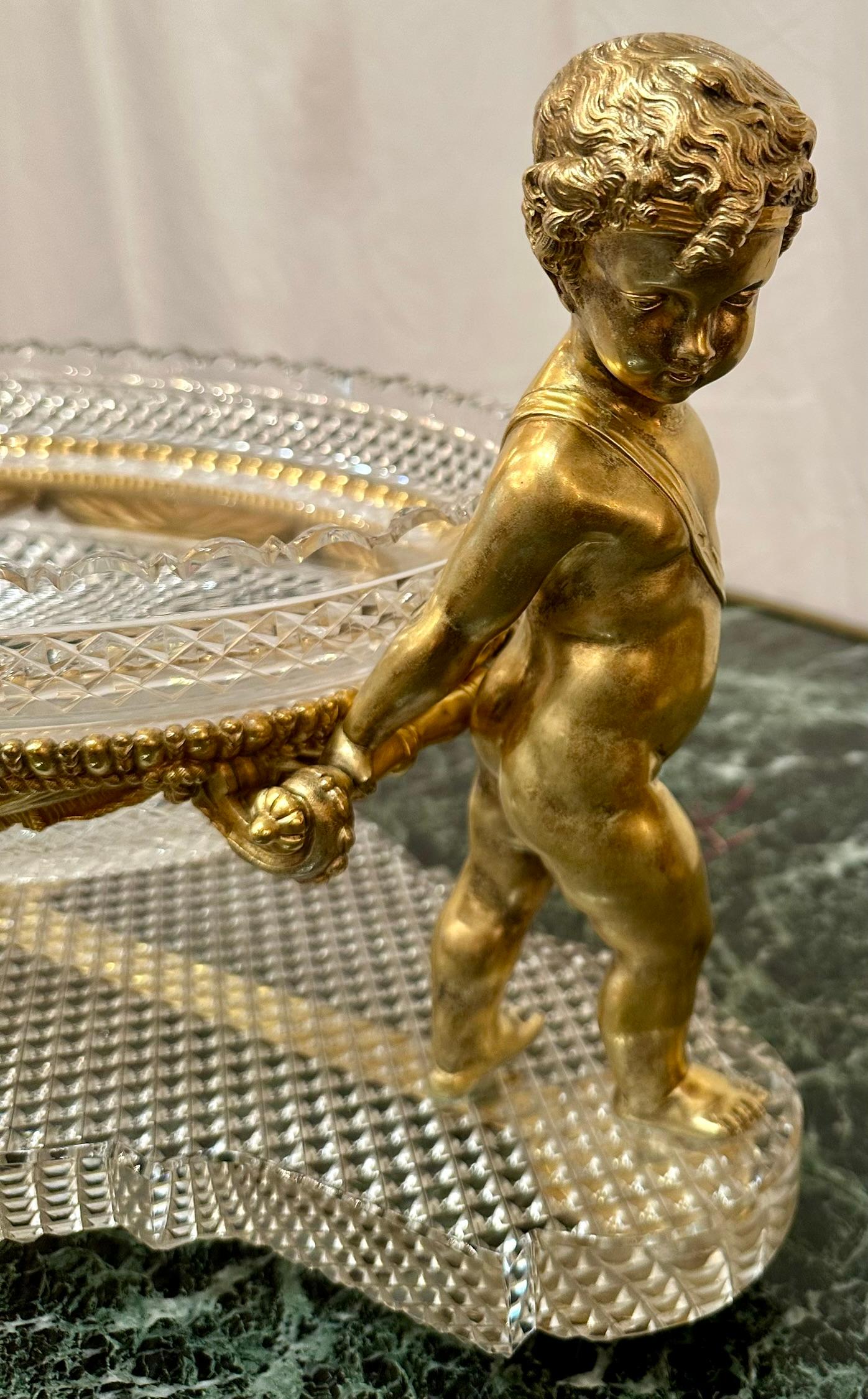 Antique French Cut Crystal and Bronze D'Oré 