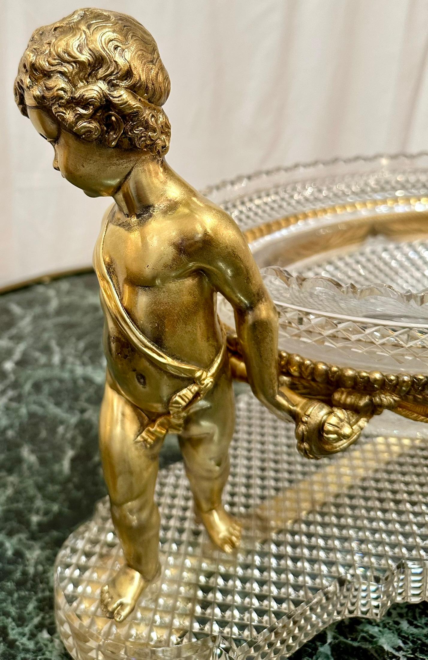 Antique French Cut Crystal and Bronze D'Oré 