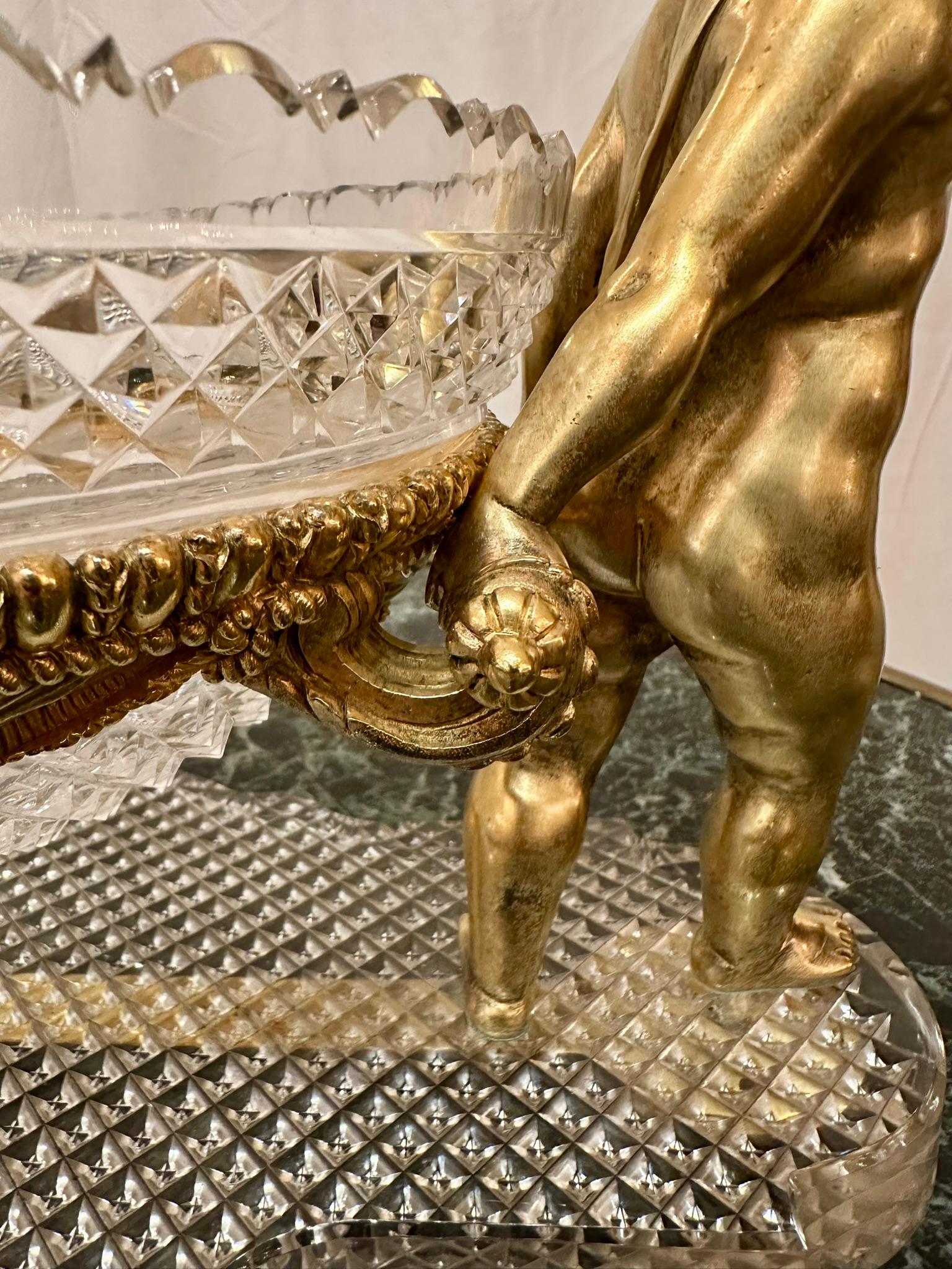 Antique French Cut Crystal and Bronze D'Oré 
