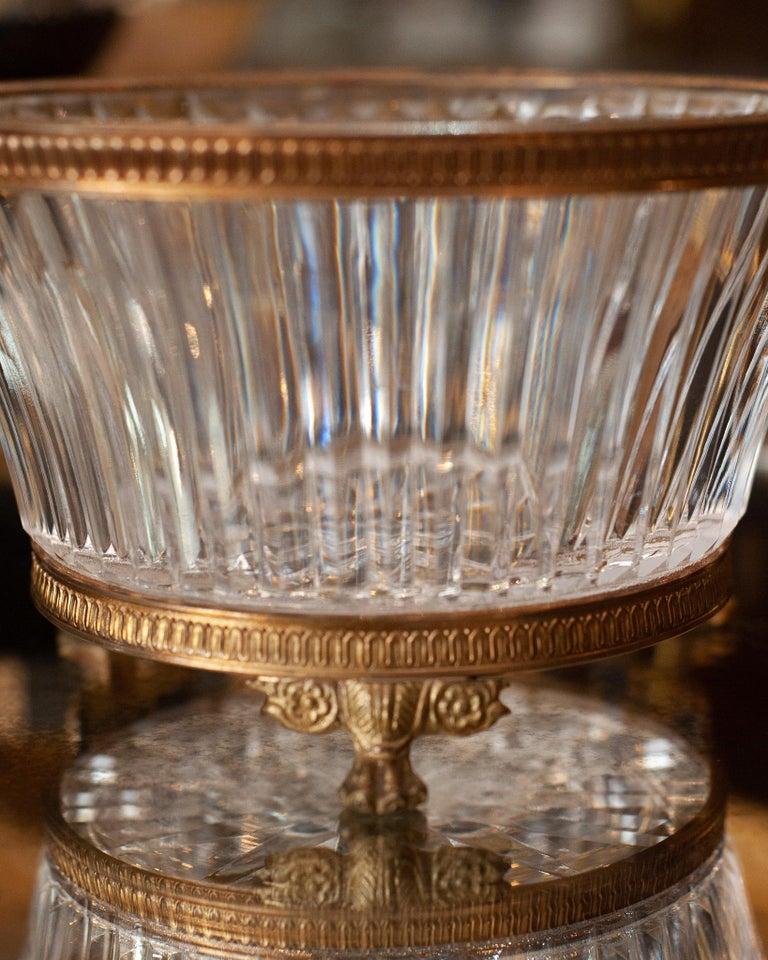 Antique French Cut Crystal and Bronze Mount Candy Dish In Good Condition In Toronto, ON