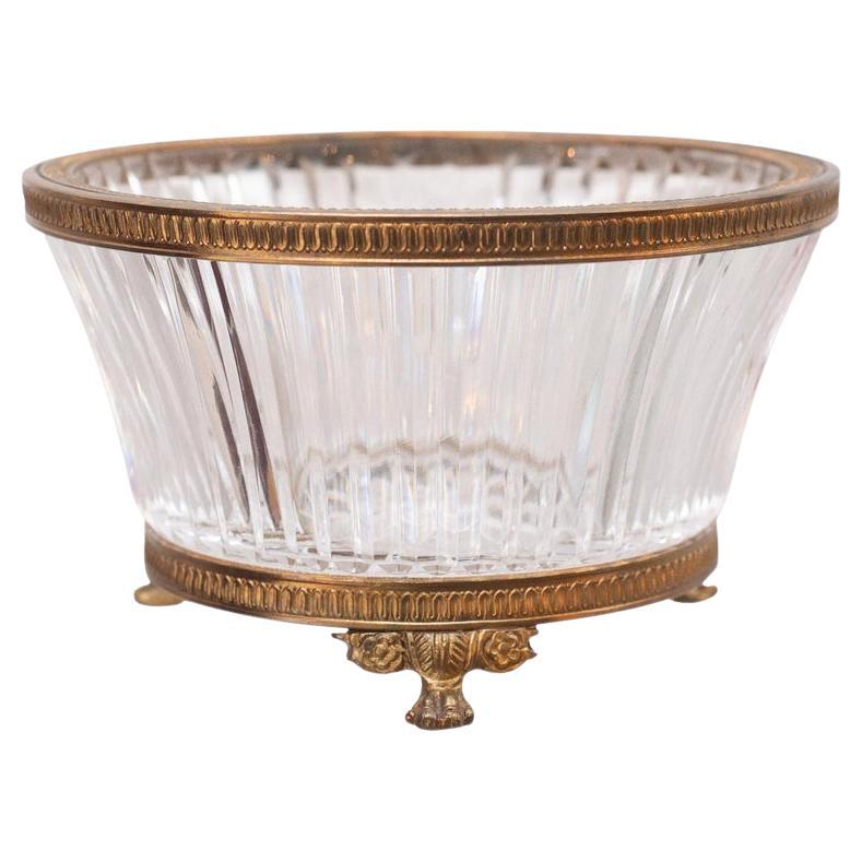 Antique French Cut Crystal and Bronze Mount Candy Dish