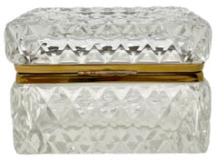 Antique French Cut Crystal and Gold Bronze Box, Circa 1890.