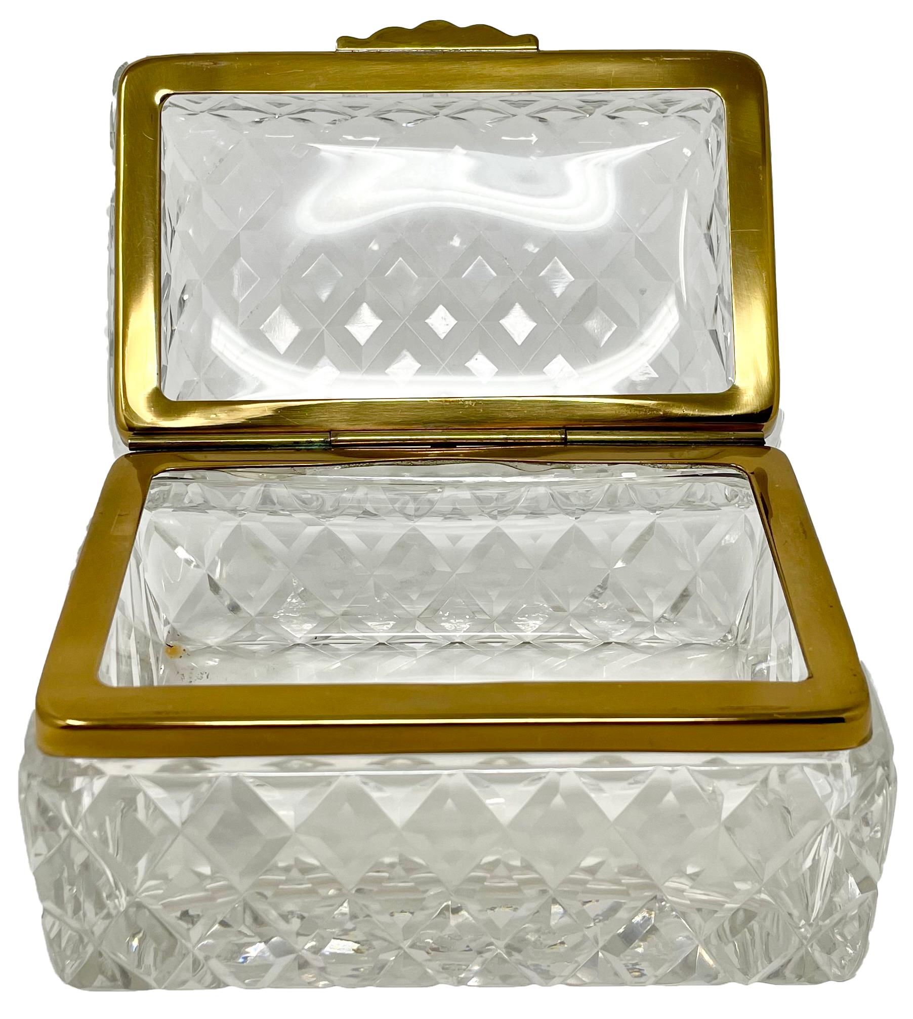 Antique French Cut Crystal and Gold Bronze Box, Circa 1890. For Sale 1