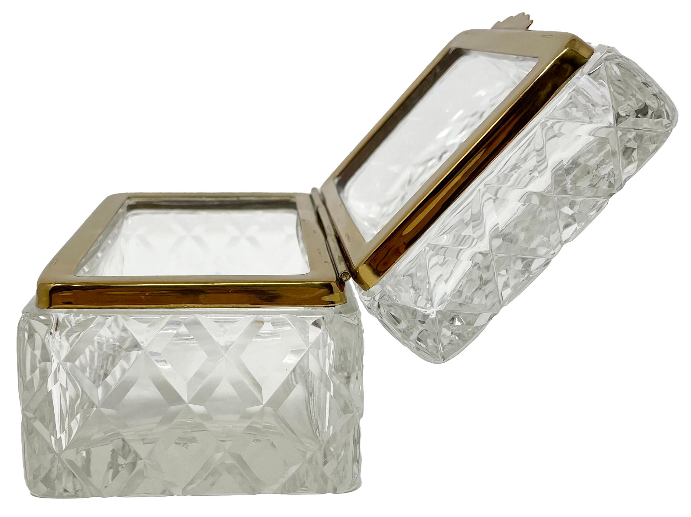 Antique French Cut Crystal and Gold Bronze Box, Circa 1890. For Sale 2