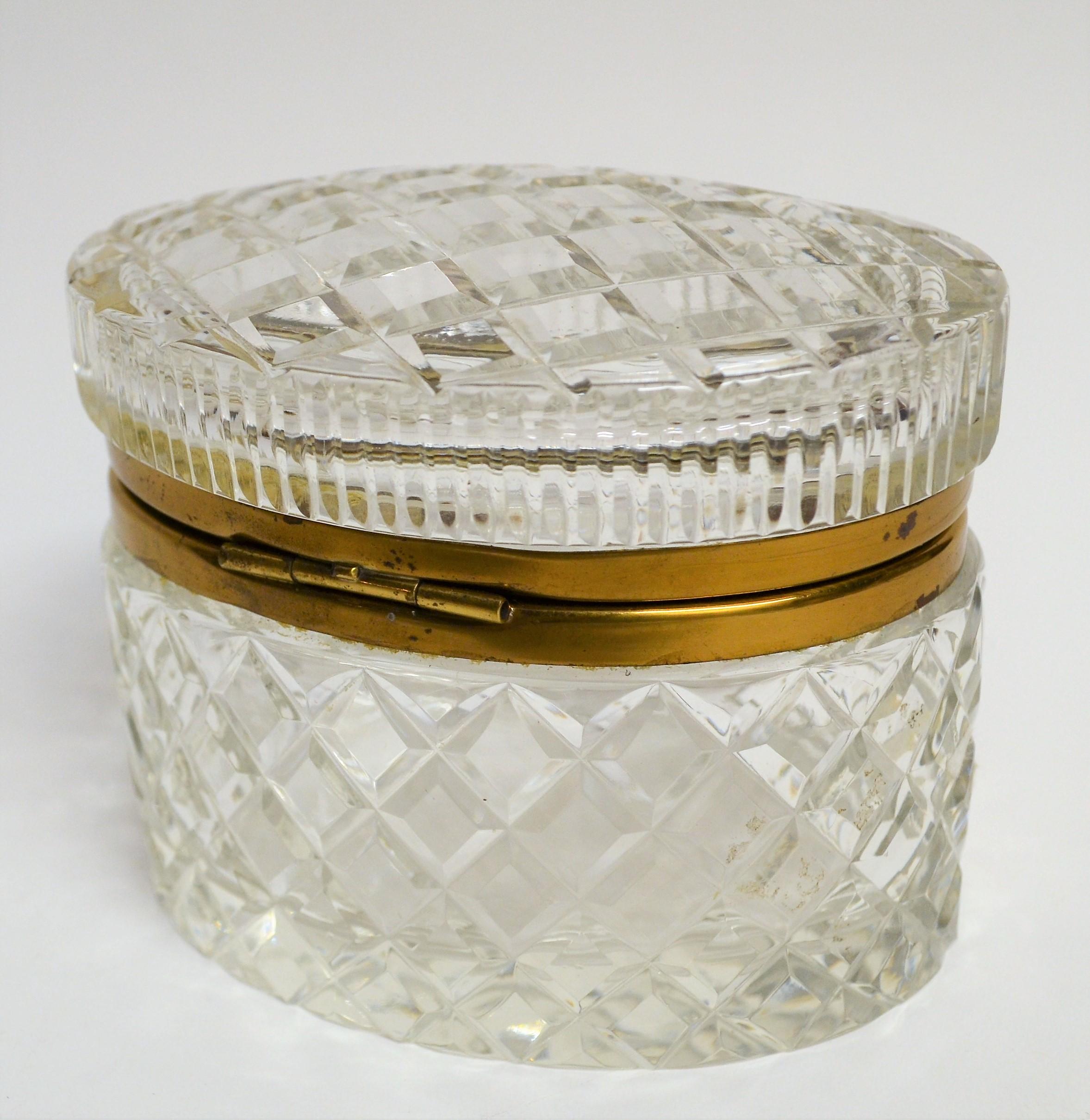 20th Century Antique French Cut Crystal Box, circa 1910-20 For Sale