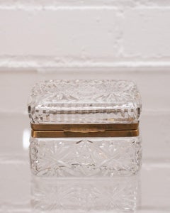 Antique French Cut Crystal Box with Bronze Mounts