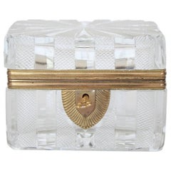 Antique French Cut Crystal Box with Bronze Mounts