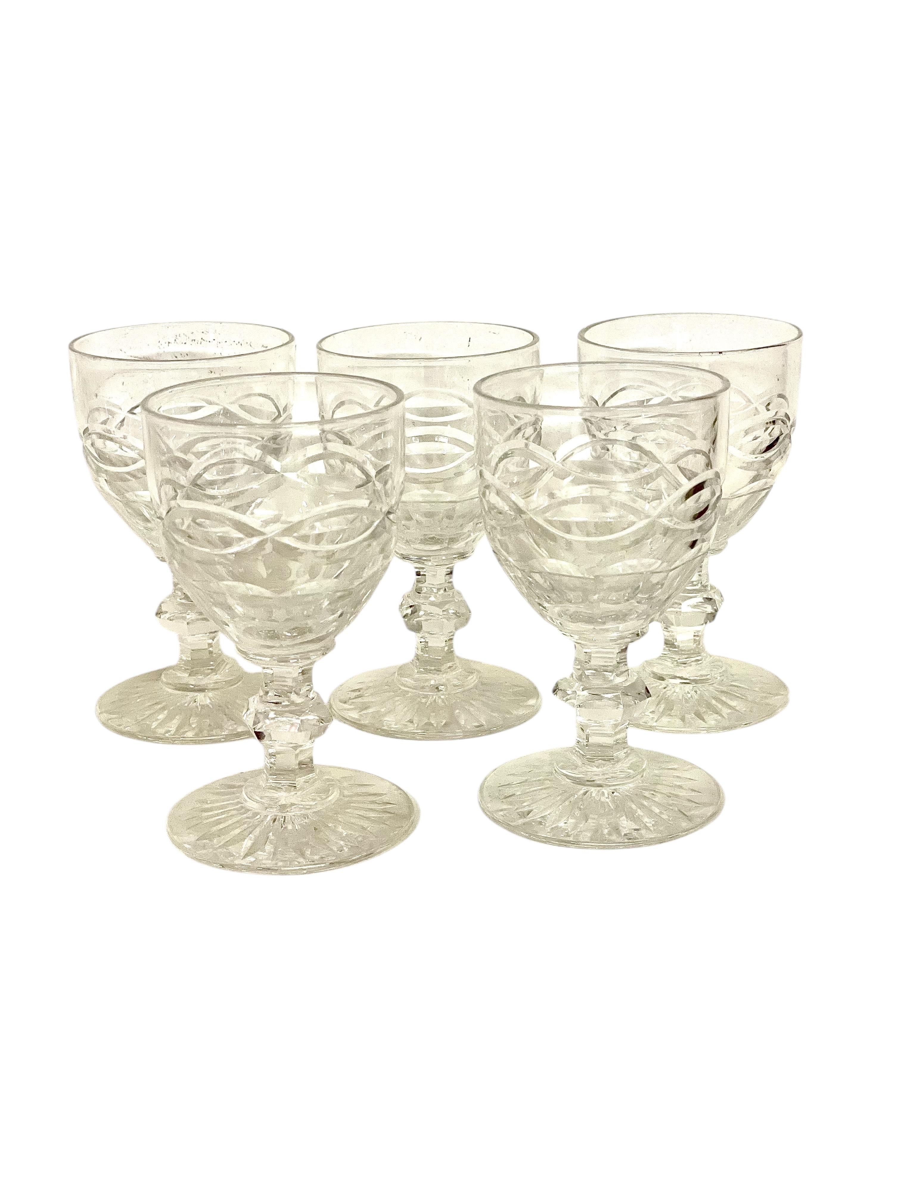 Francese Antique French Cut Crystal Decanter & Glass Set, 19° secolo in vendita
