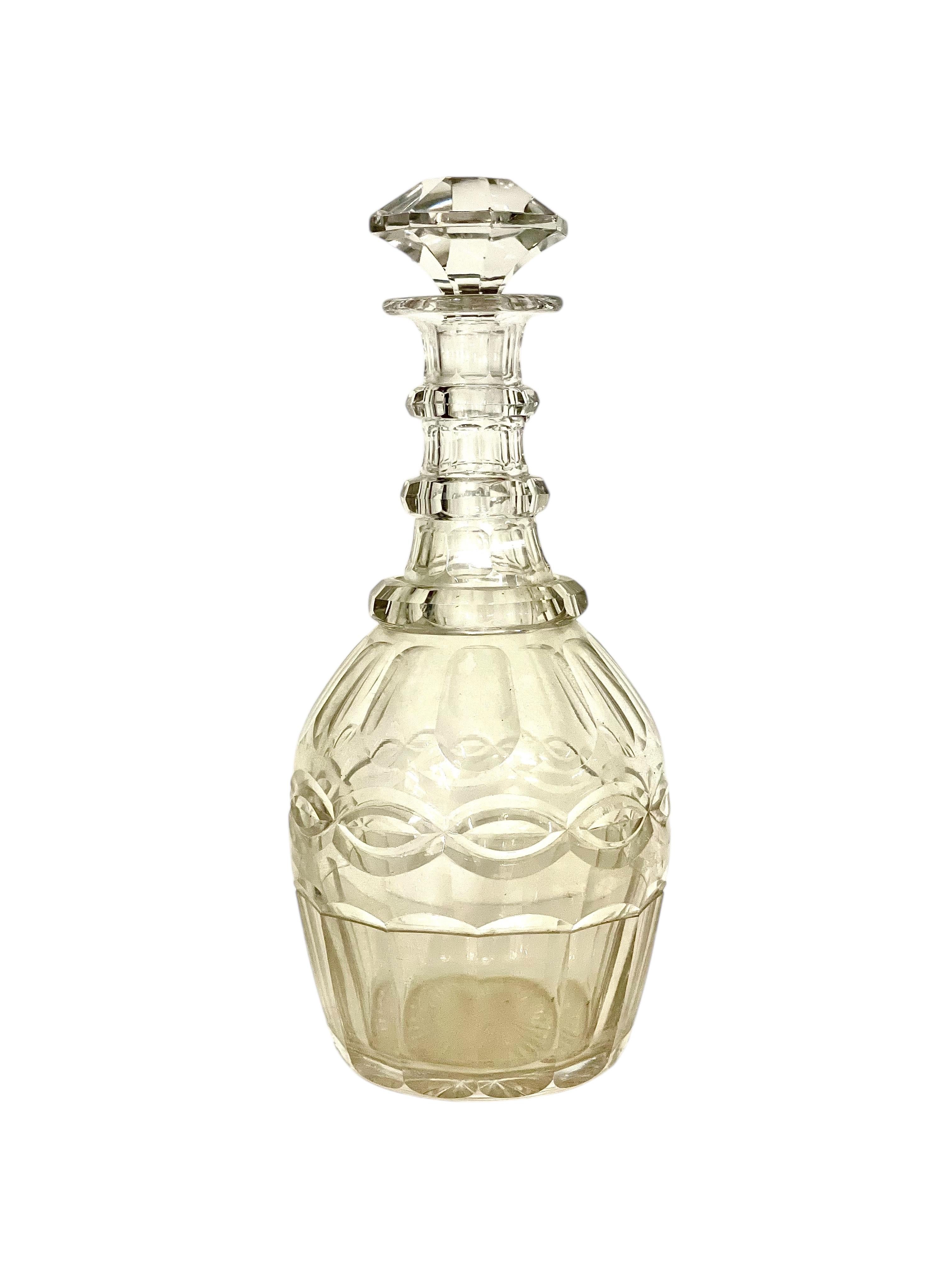 Antique French Cut Crystal Decanter & Glass Set, 19° secolo In condizioni buone in vendita a LA CIOTAT, FR