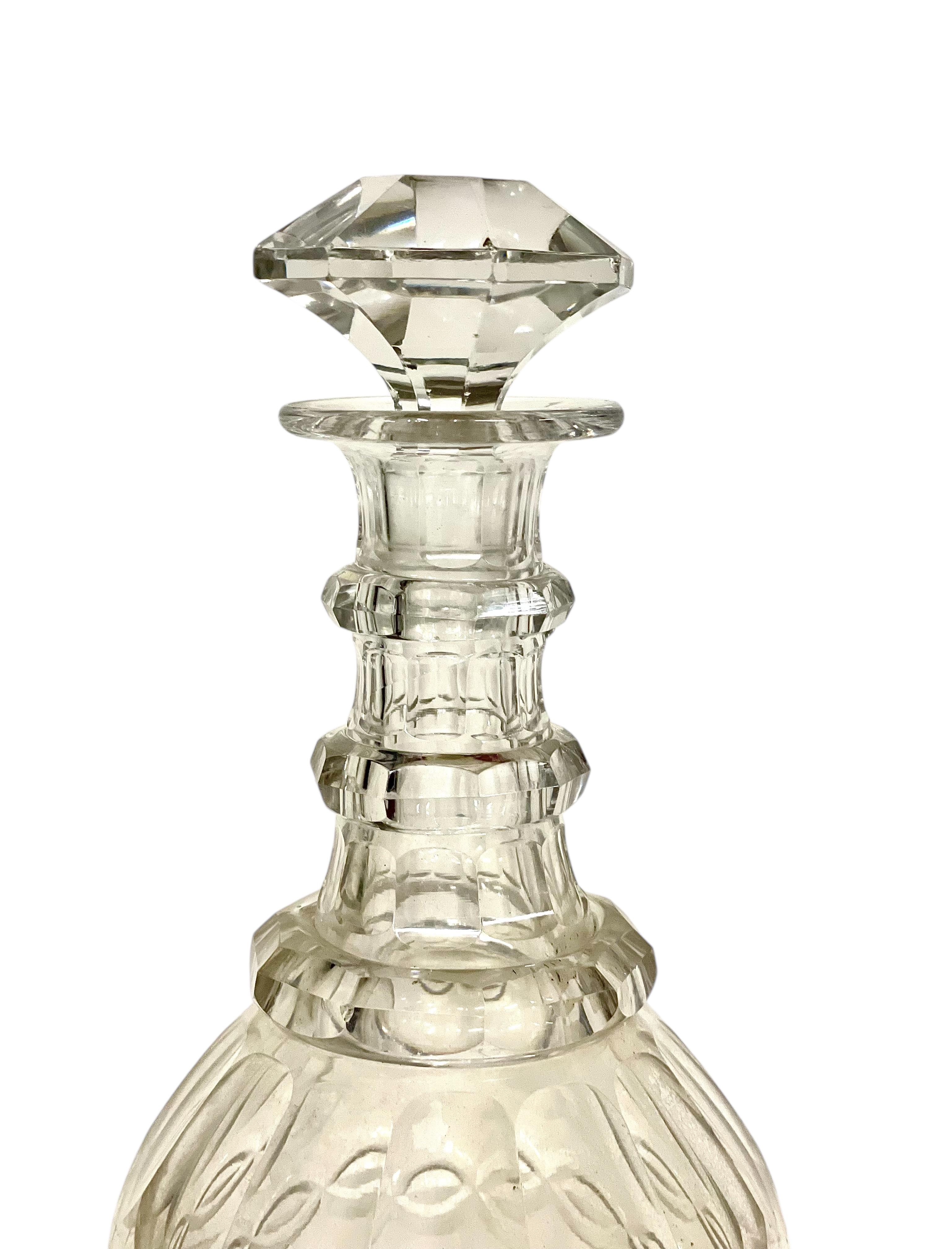 XIX secolo Antique French Cut Crystal Decanter & Glass Set, 19° secolo in vendita