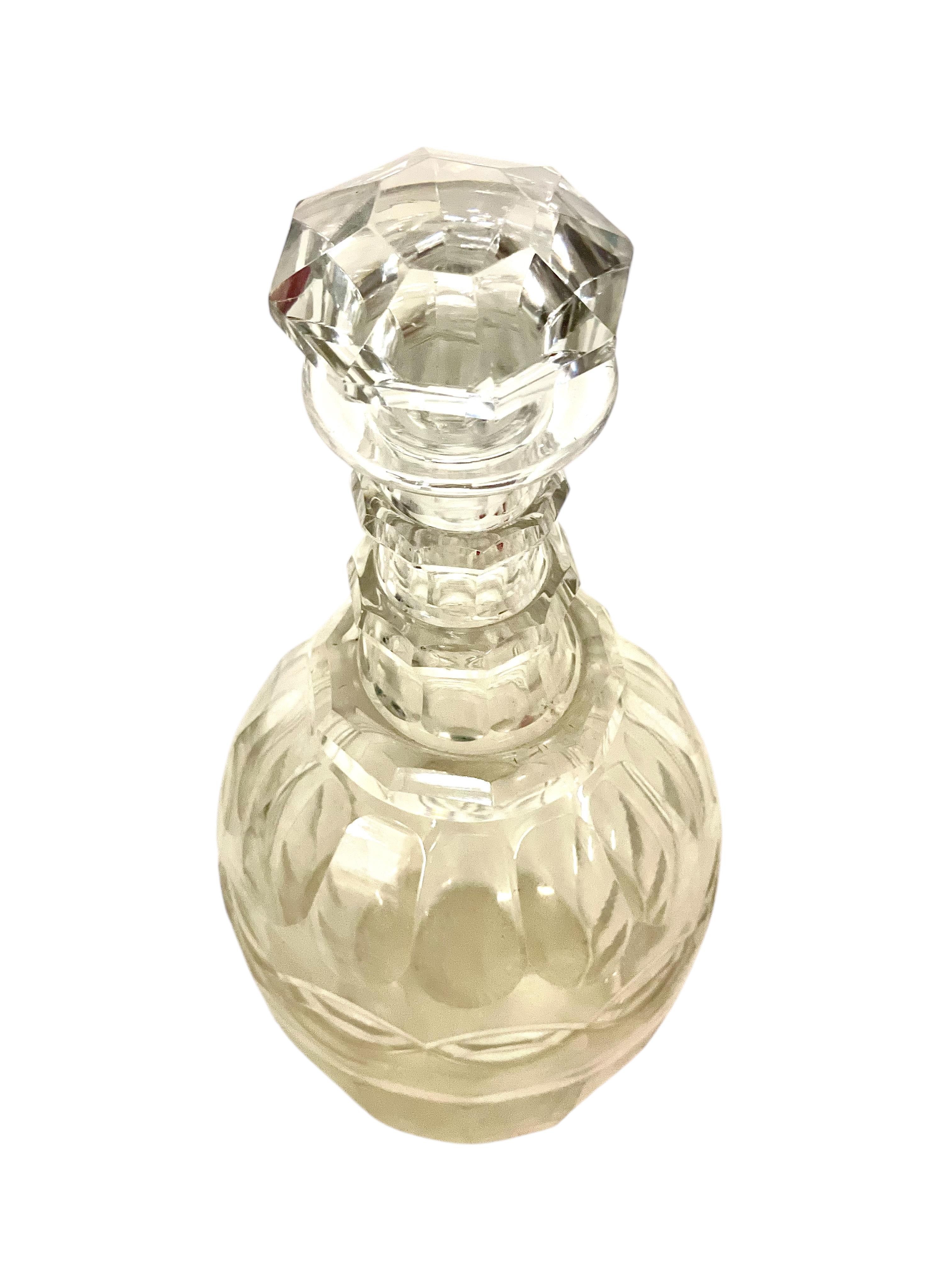 Cristallo Antique French Cut Crystal Decanter & Glass Set, 19° secolo in vendita