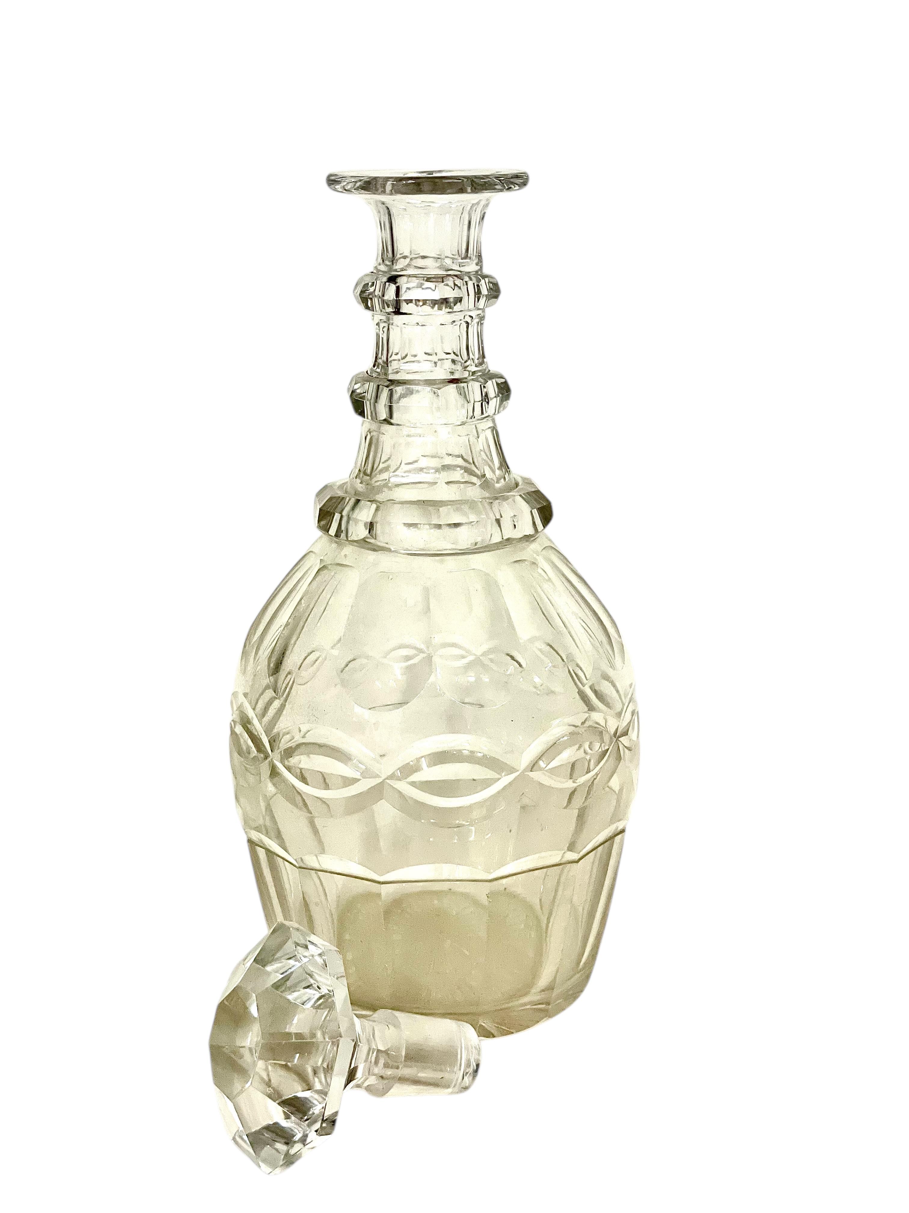 Antique French Cut Crystal Decanter & Glass Set, 19° secolo in vendita 1