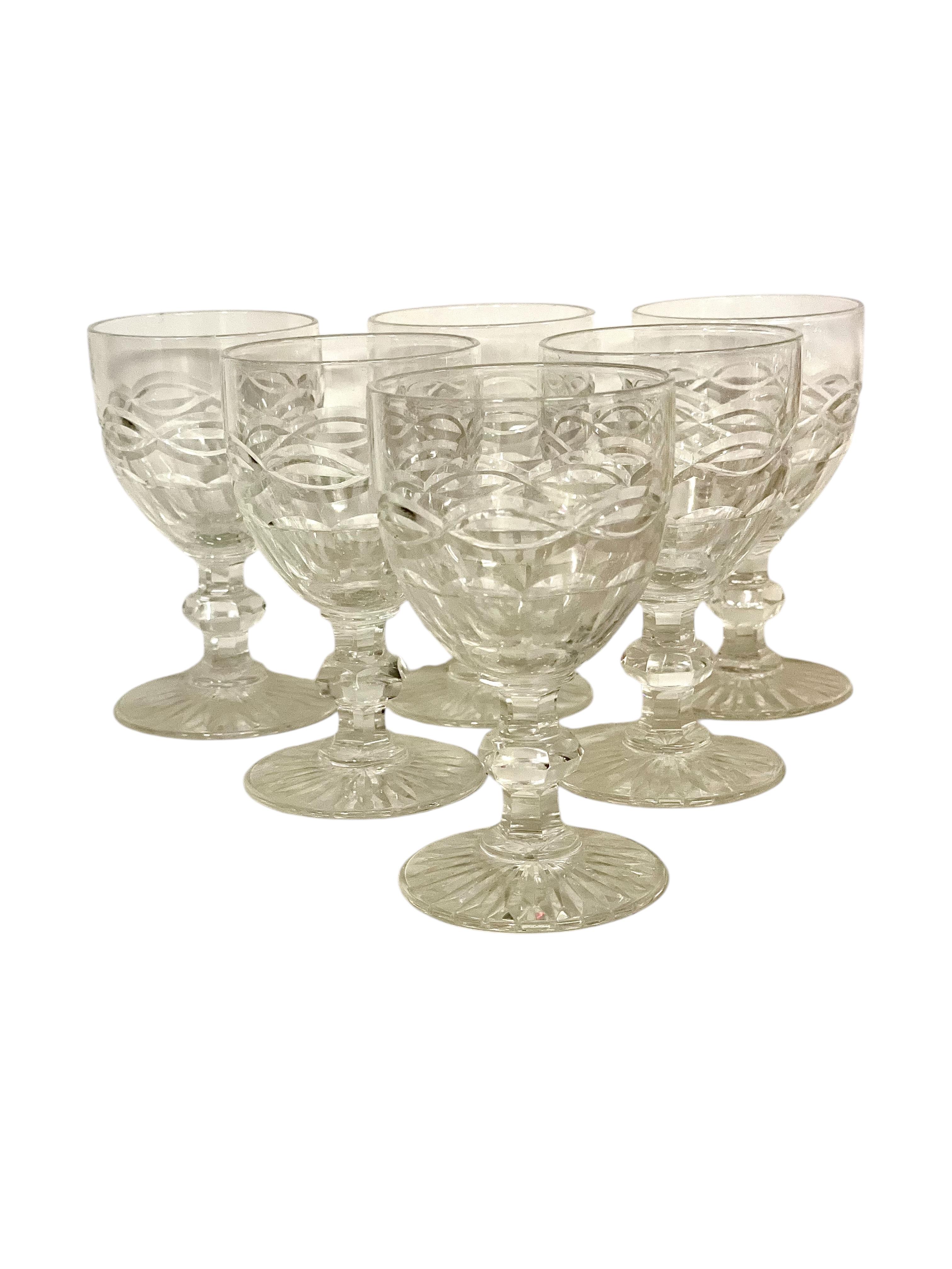 Antique French Cut Crystal Decanter & Glass Set, 19° secolo in vendita 3