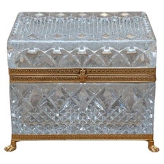 Antique French Cut Crystal Hinged Box with Bronze Mounts