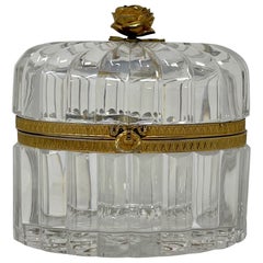 Antique French Cut Crystal Jewel Box with Bronze D
ore Mounts, Circa 1920