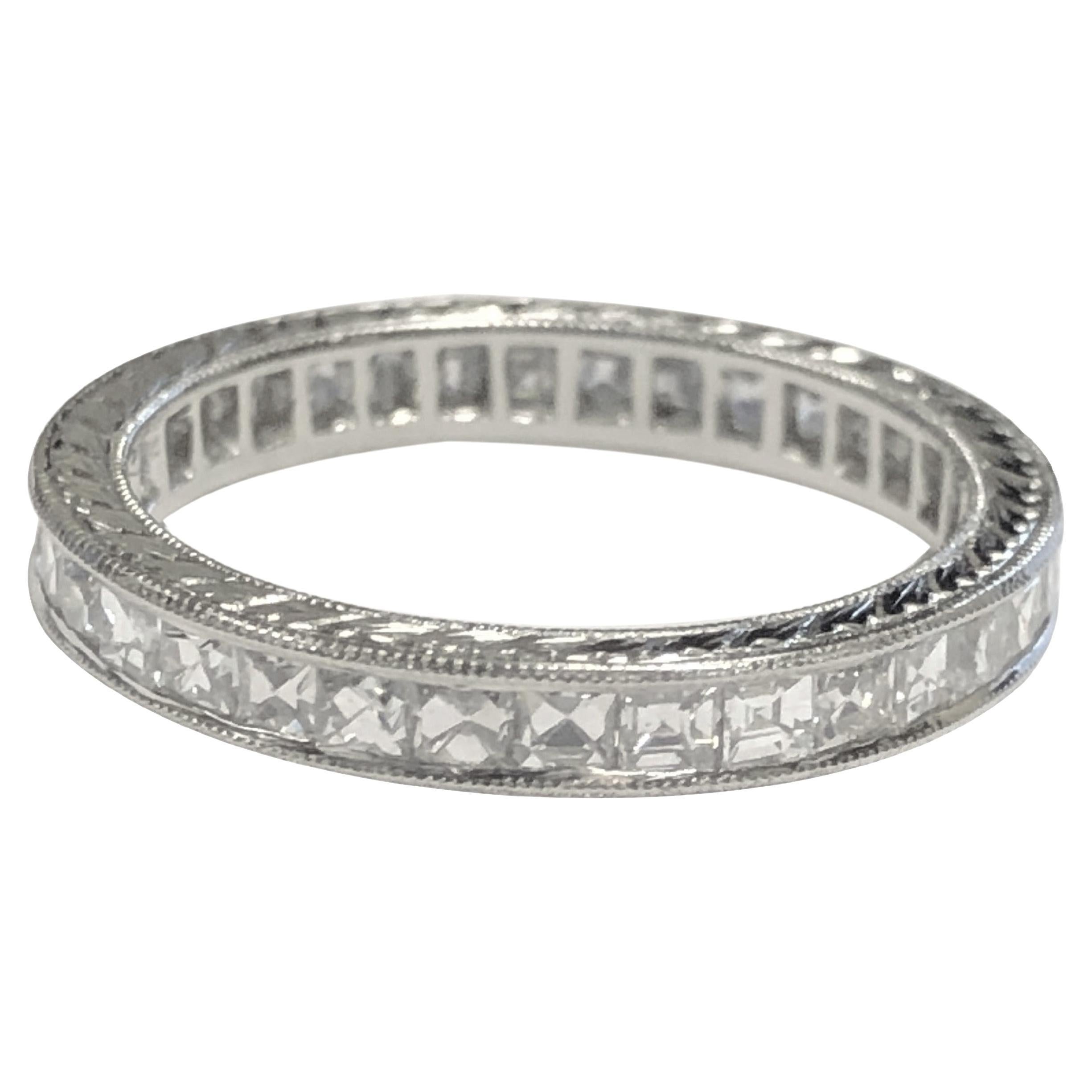 Antique French Cut Diamond and Platinum Eternity Band Ring