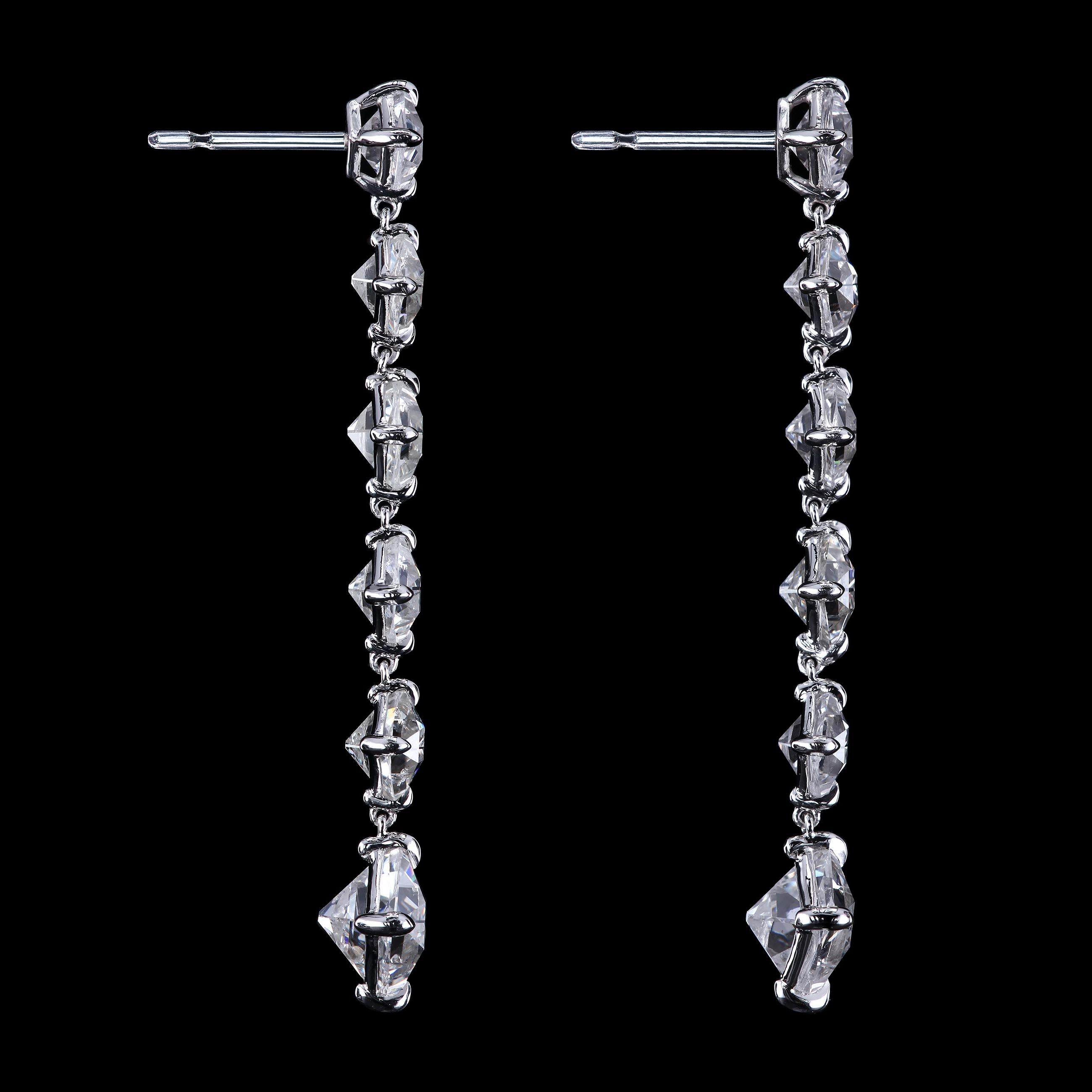 Leon Mege Antique French Cut Diamond Platinum Drop Earrings in Platinum (Art déco)