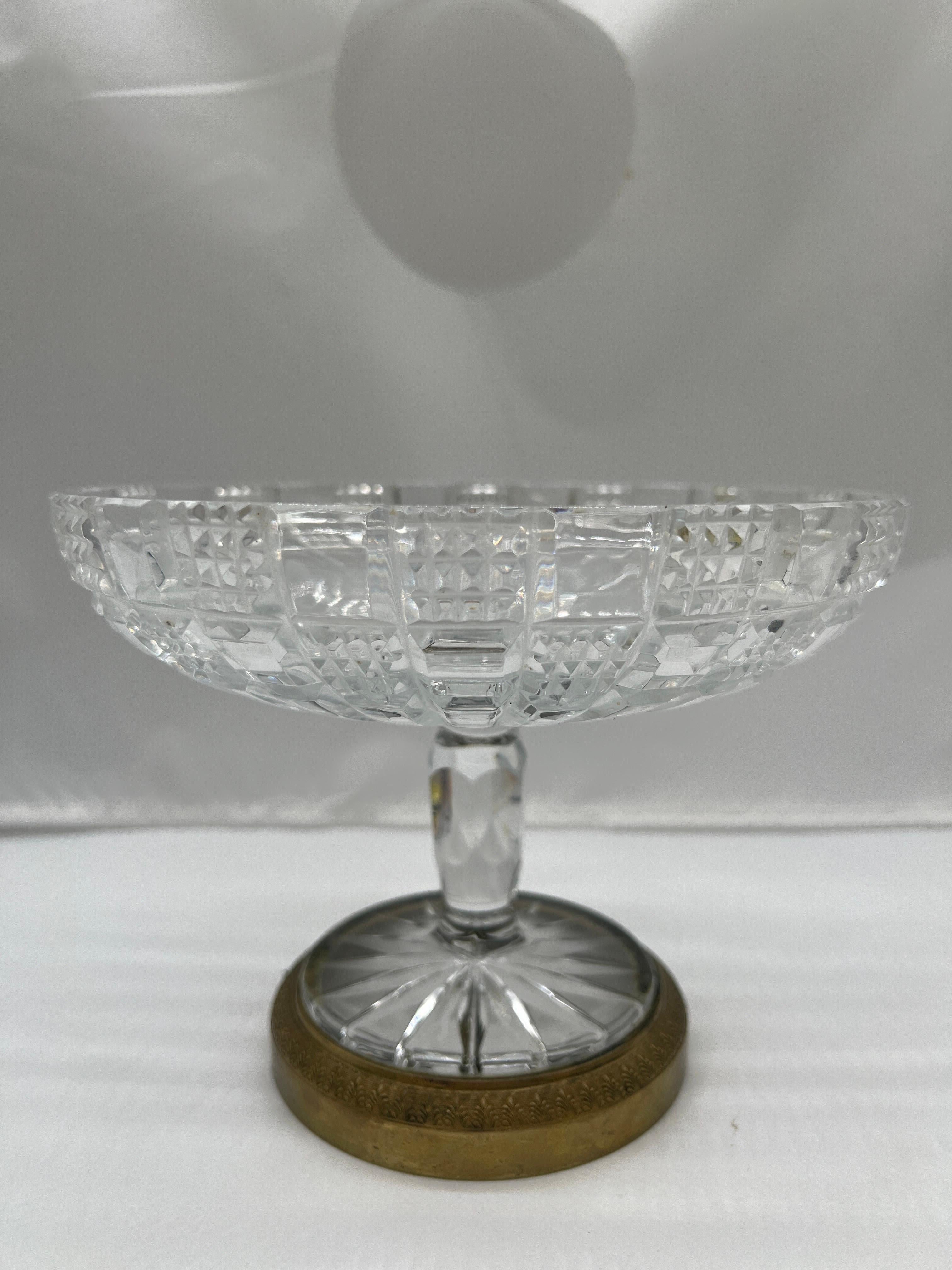 20th Century Antique French Cut Glass & Bronze Ormolu Mounted Compote  For Sale