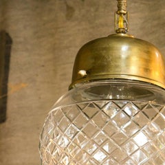 Antique French Cut Glass Pendant/ Hall Lantern