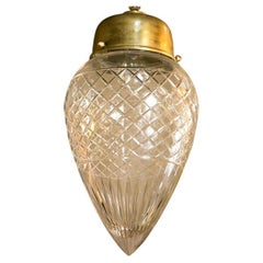 Antique French Cut Glass Pendant/ Hall Lantern