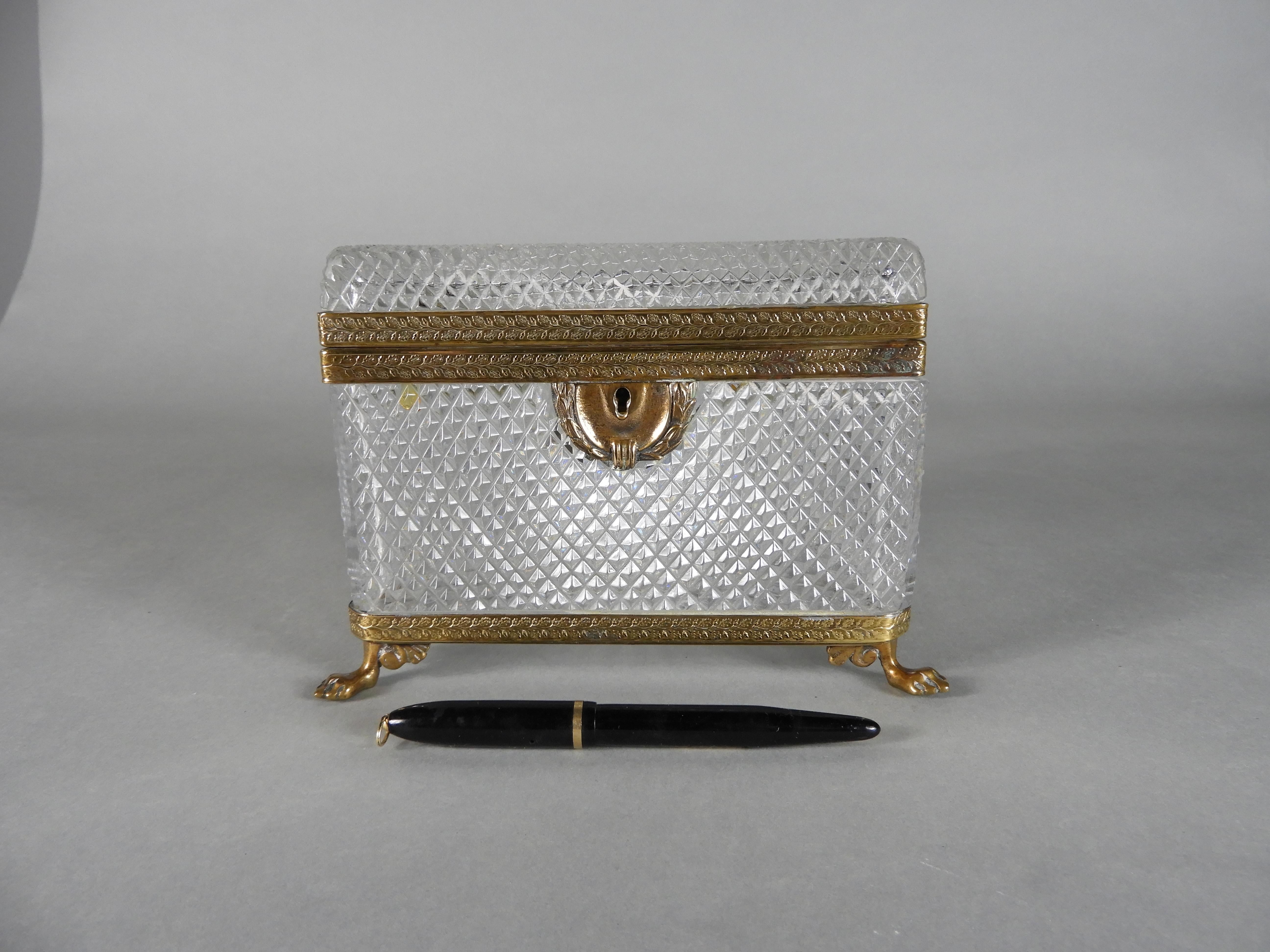 Antique French Cut Lead Crystal Casket 3