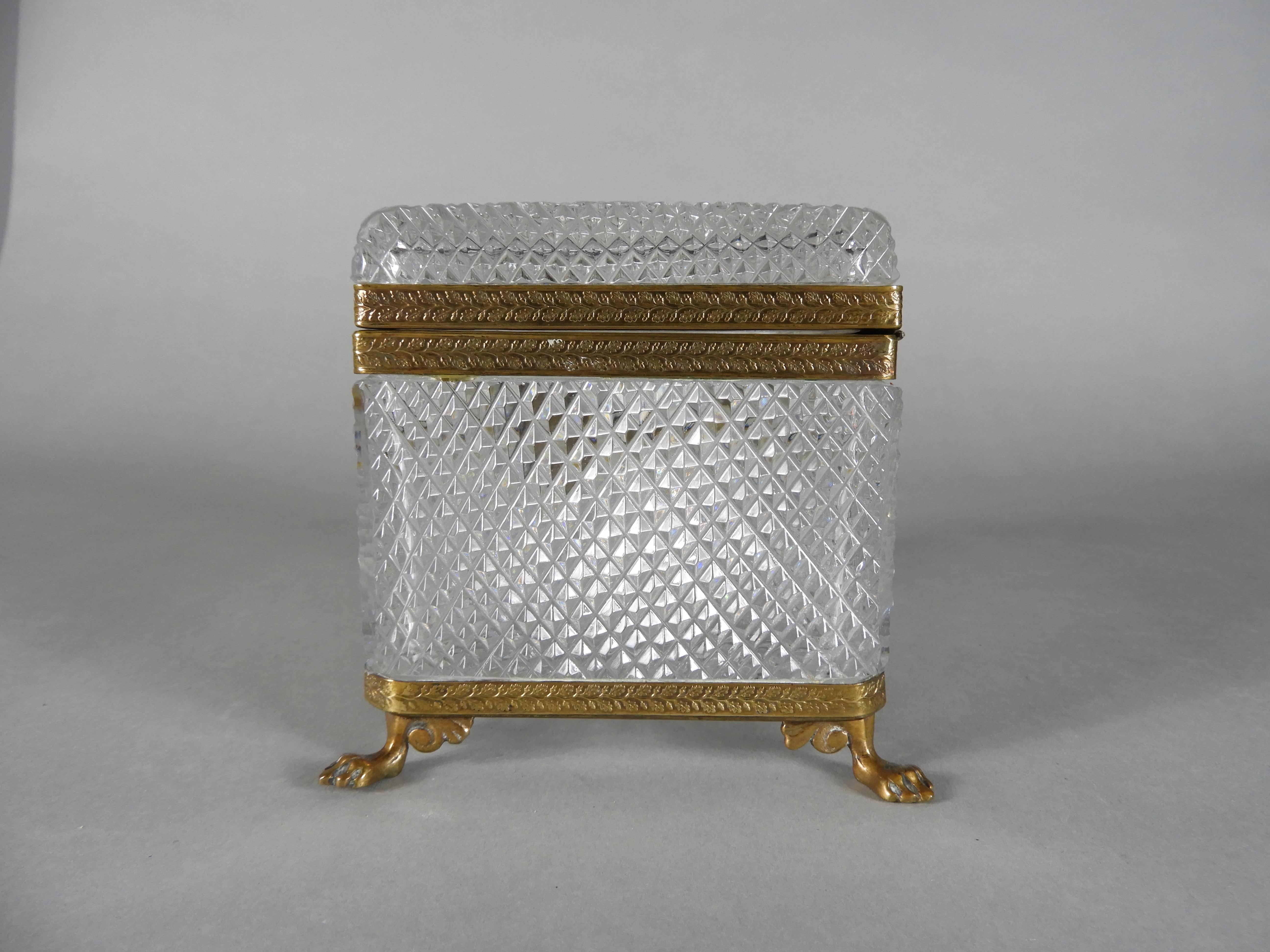 Late 19th Century Antique French Cut Lead Crystal Casket