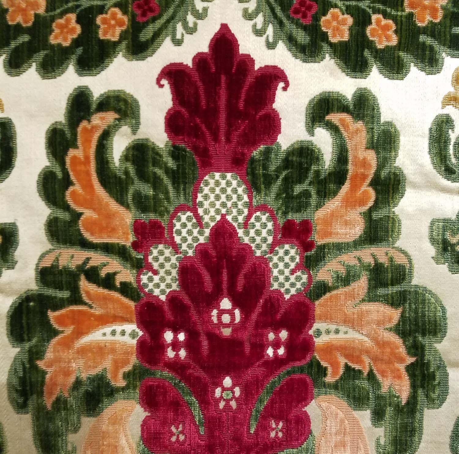 Baroque Antique French Cut velvet Silk Textile For Sale