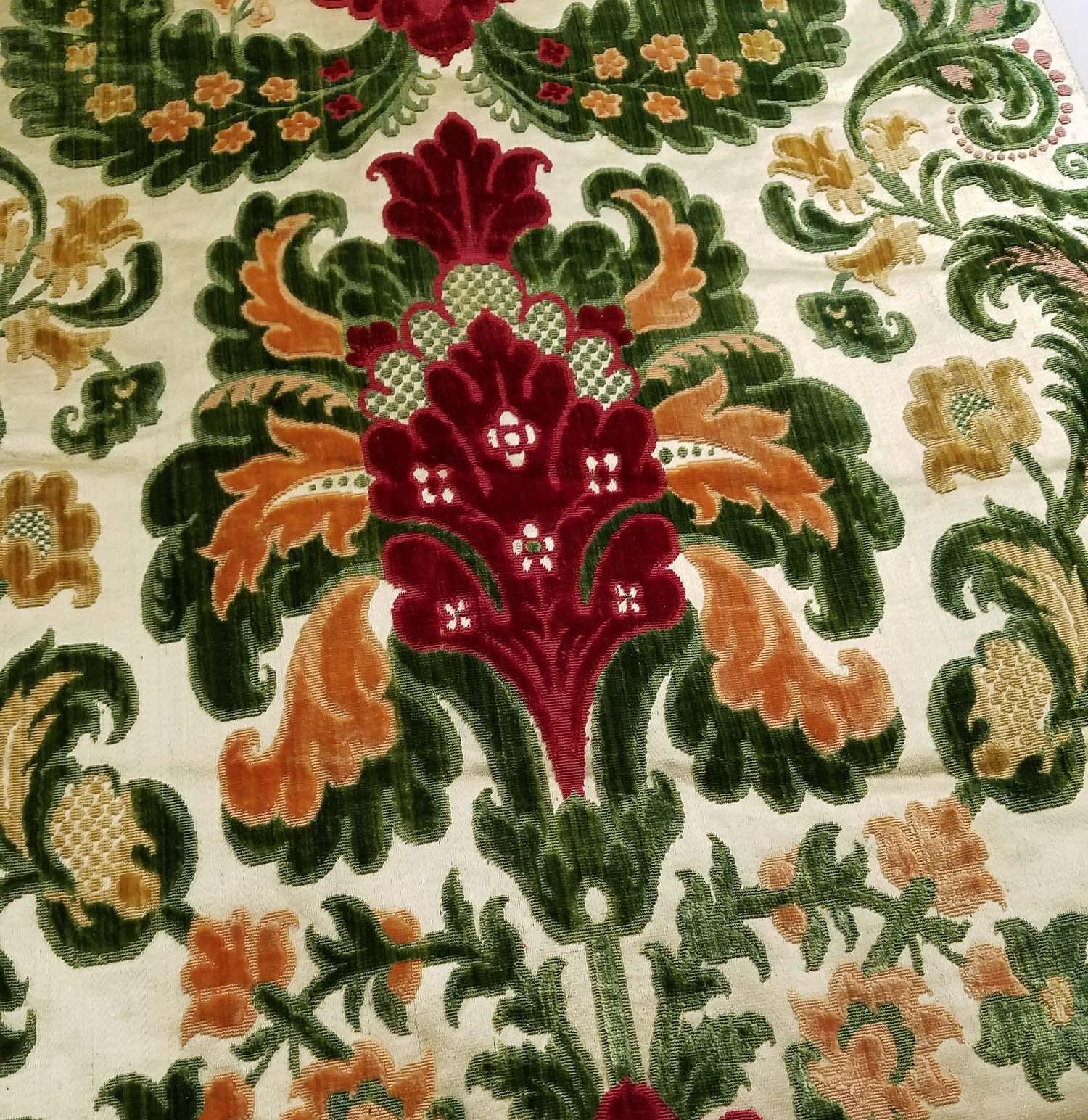 19th Century Antique French Cut velvet Silk Textile For Sale